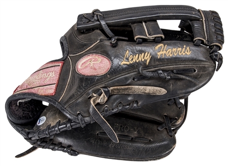 Lenny Harris Game Used & Signed Rawlings PRO-Y Fielders Glove (PSA/DNA & Beckett)